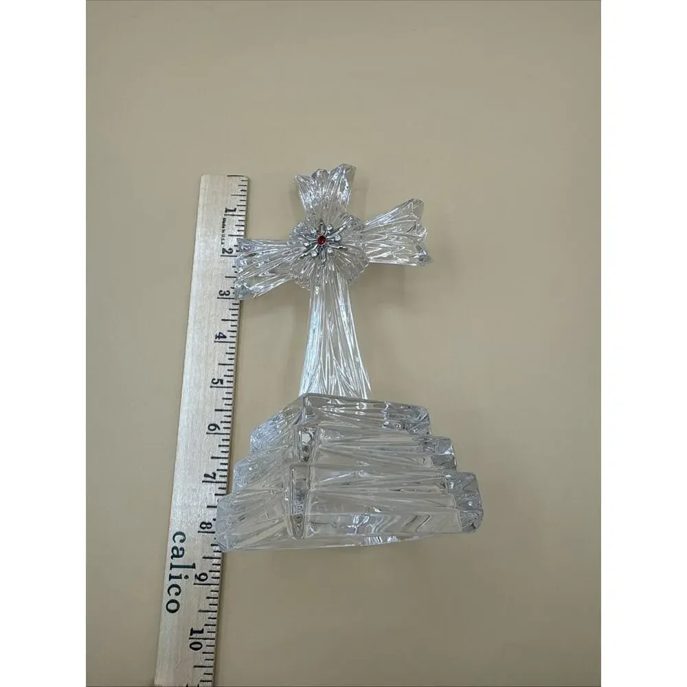 Lenox Jeweled Crystal Cross Figurine Red Stone Inspirational Collection Decor